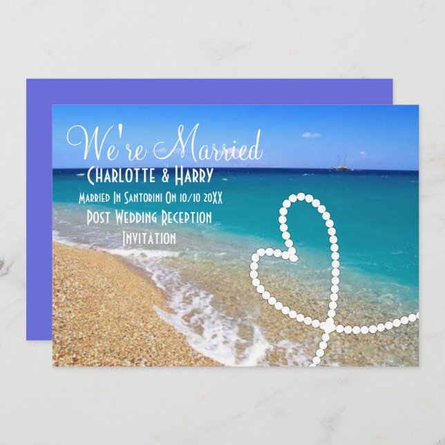 Post Wedding Reception Party Sunny Beach Scene Invitation (Front/Back)