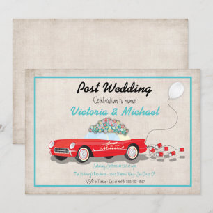 Post Wedding Retro Car Just Married Invitation