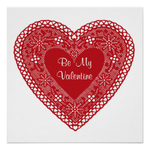 Post your Love-Be My Valentine Vintage Lace Heart Poster
