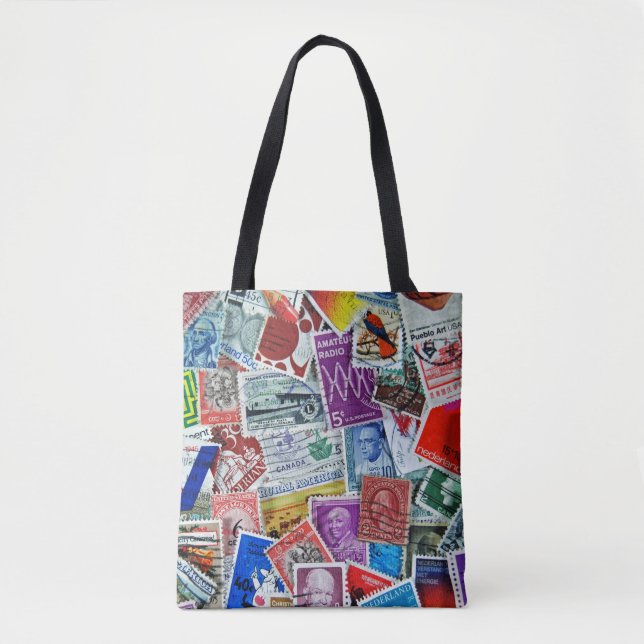 postage stamp collection tote bag (Front)