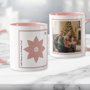Postage Stamp Pink Poinsettia Holiday Photo Mug
