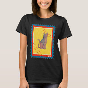 Postage Stamp Space Cat Alien T-Shirt