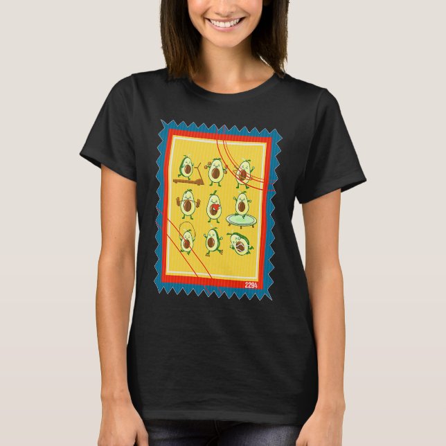 Postage Stamp Vegetarian Avocado Workout T-Shirt (Front)