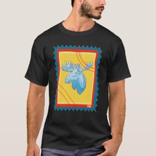 Postage Stamp Wild Animal Snow Moose T-Shirt
