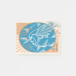 Postage stamp with a dove of peace post-it notes