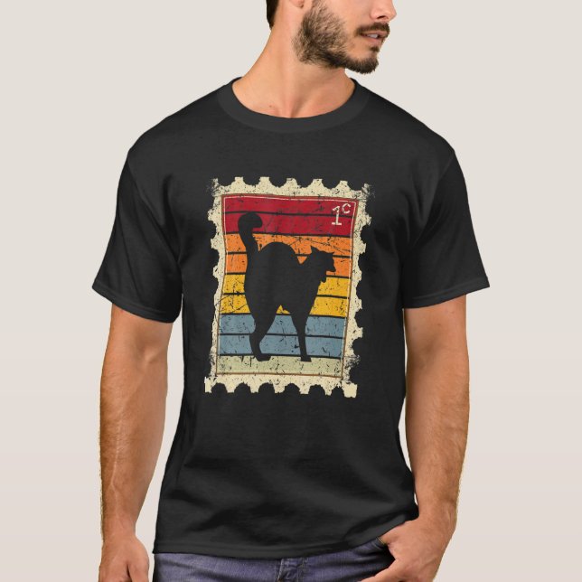 Postage Stamp With A Sunset Cat T-Shirt (Front)