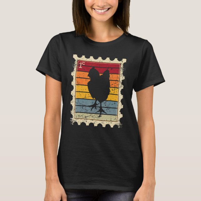 Postage Stamp With A Sunset Chicken T-Shirt (Front)