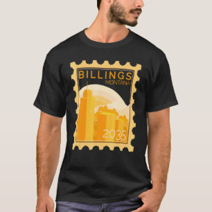 Postage Stamp With Sunset In Billings T-Shirt