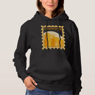 Postage Stamp With Sunset In Clearwater Hoodie