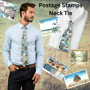 Postage Stamps - International Landscapes Tie