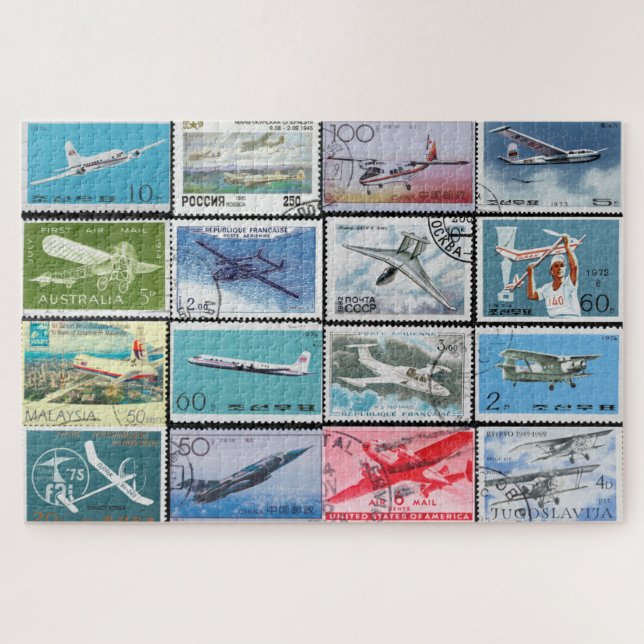 Postage Timbres de l'aviation Collage Puzzle (Horizontal)