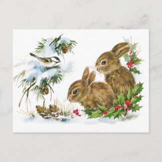 Postage: Winter Snow Bunnies Postcard