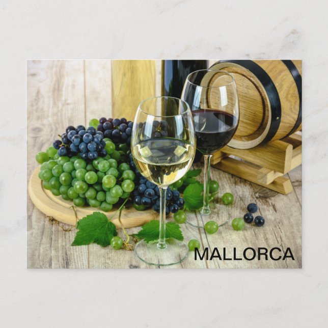 postal bodegón vino y uvas Mallorca Postcard (Front)
