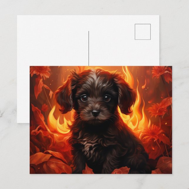 Postal card Canine en Fleurs de Feu (Front/Back)