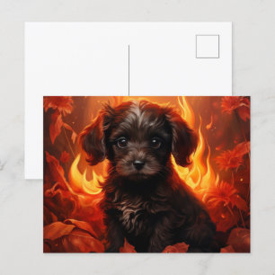 Postal card Canine en Fleurs de Feu