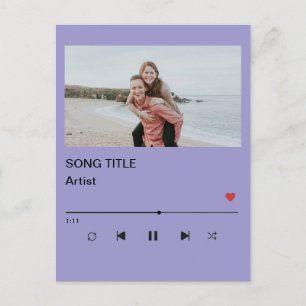 Postal Custom Playlist Photo and Song QR Code Post Postcard