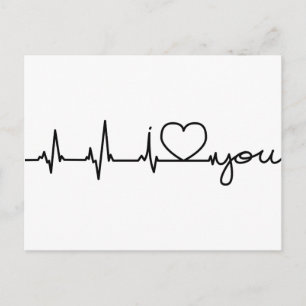 Postal Electrocardiogram I love you Postcard