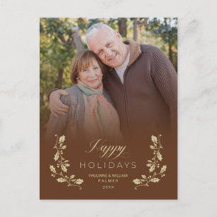 Postal Festivals Brown Whimsical Script Quote Phot Holiday Postcard