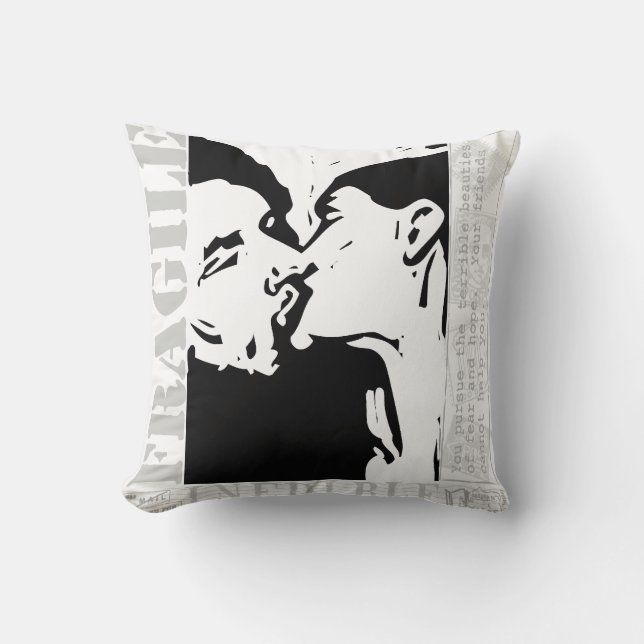 Postal Kiss Throw Pillow (Front)