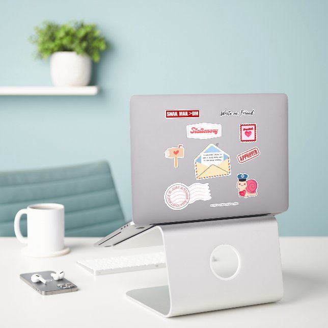 Postal Love Pen Pal Vinyl Stickers (Laptop On Desk)