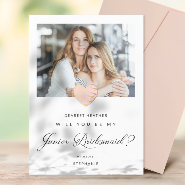 Postal Photo Will You Be My Junior Bridesmaid Pink Postcard (Creator Uploaded)