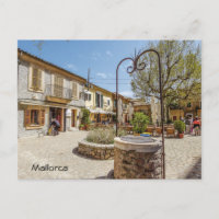 postal plaza de valldemossa en la isla de Mallorca