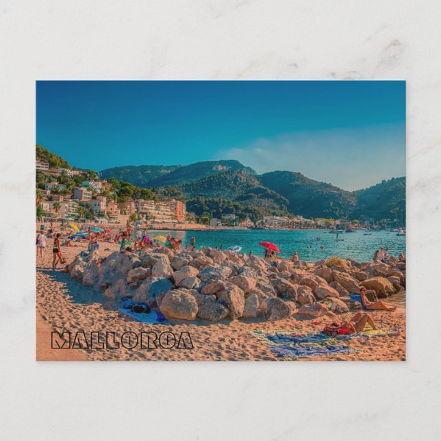 postal Puerto de Sóller en la isla de Mallorca Postcard (Front)