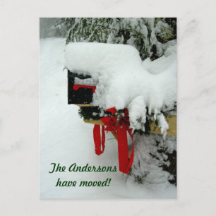 Postal Route New Address Winter Announcement Postcard
