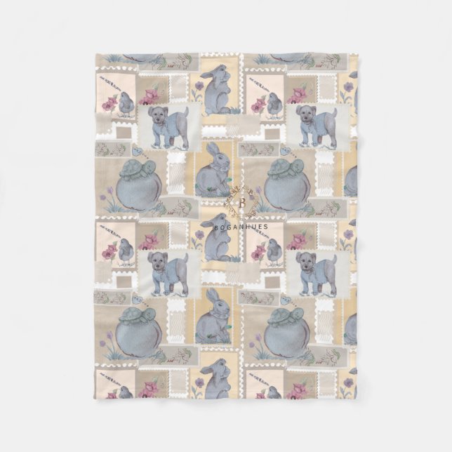 Postal stamp Nursery print Baby blanket (Front)
