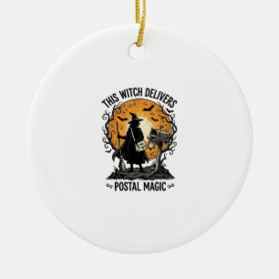 Postal Witch Shirt Vintage Halloween Mail Carrier Ceramic Ornament