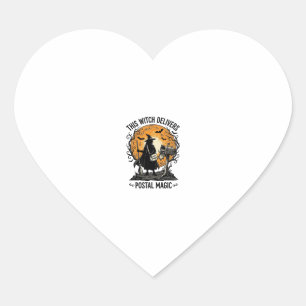 Postal Witch Shirt Vintage Halloween Mail Carrier Heart Sticker