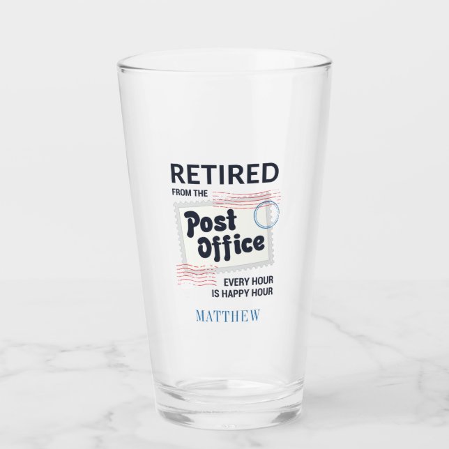 Postal Worker Coworker Mailman Personalized Name Glass (Front)