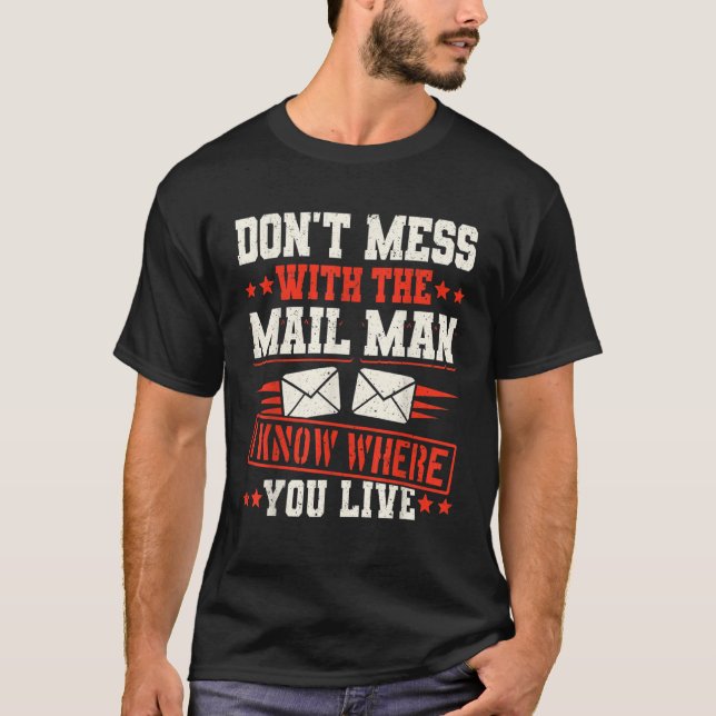 Postal Worker Delivery Service Post Office Mailbox T-Shirt (Front)
