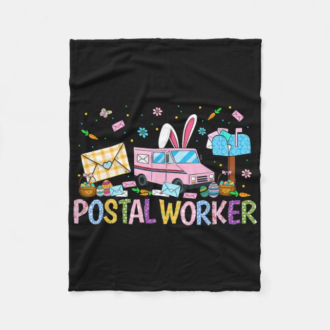 Postal Worker Easter Mail Carrier Easter Bunny Pos Fleece Blanket (Front)