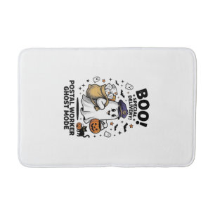 Postal Worker Ghost Mode Halloween Delivery Design Bath Mat
