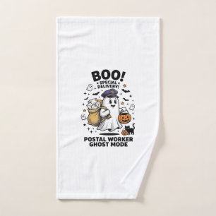 Postal Worker Ghost Mode Halloween Delivery Design Hand Towel