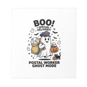 Postal Worker Ghost Mode Halloween Delivery Design Notepad
