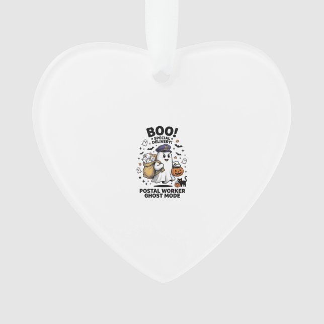 Postal Worker Ghost Mode Halloween Delivery Design Ornament (Front)