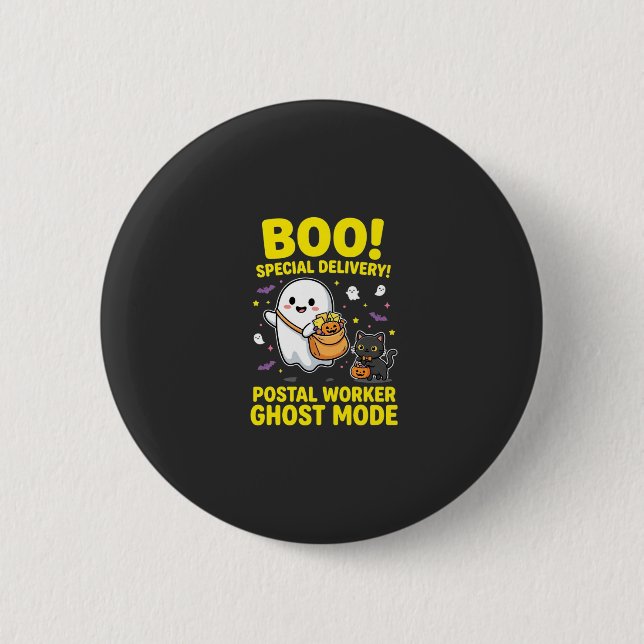 Postal Worker Ghost Mode Halloween Design_1 2 Inch Round Button (Front)