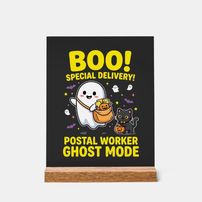 Postal Worker Ghost Mode Halloween Design_1 Acrylic Sign (Front)