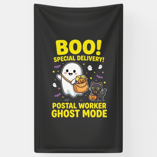 Postal Worker Ghost Mode Halloween Design_1 Banner (Vertical)