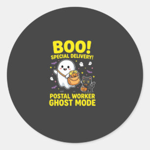 Postal Worker Ghost Mode Halloween Design_1 Classic Round Sticker
