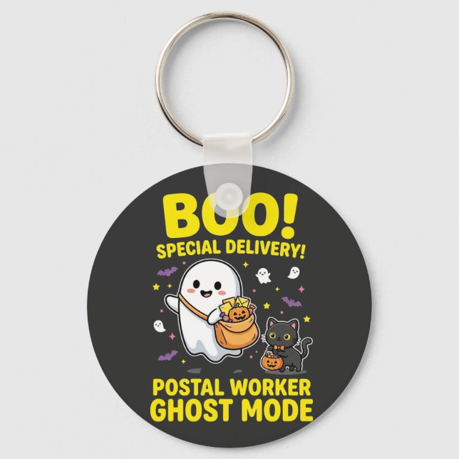 Postal Worker Ghost Mode Halloween Design_1 Keychain (Front)
