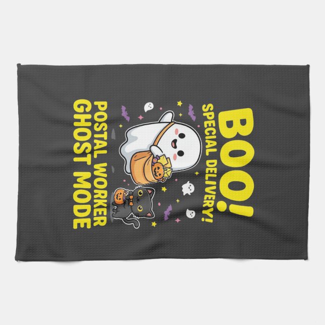 Postal Worker Ghost Mode Halloween Design_1 Kitchen Towel (Horizontal)