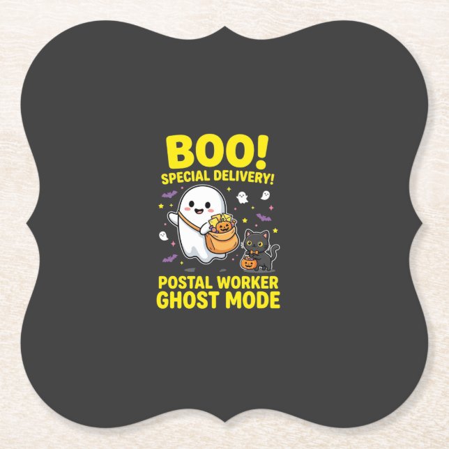 Postal Worker Ghost Mode Halloween Design_1 Paper Coaster (Front)