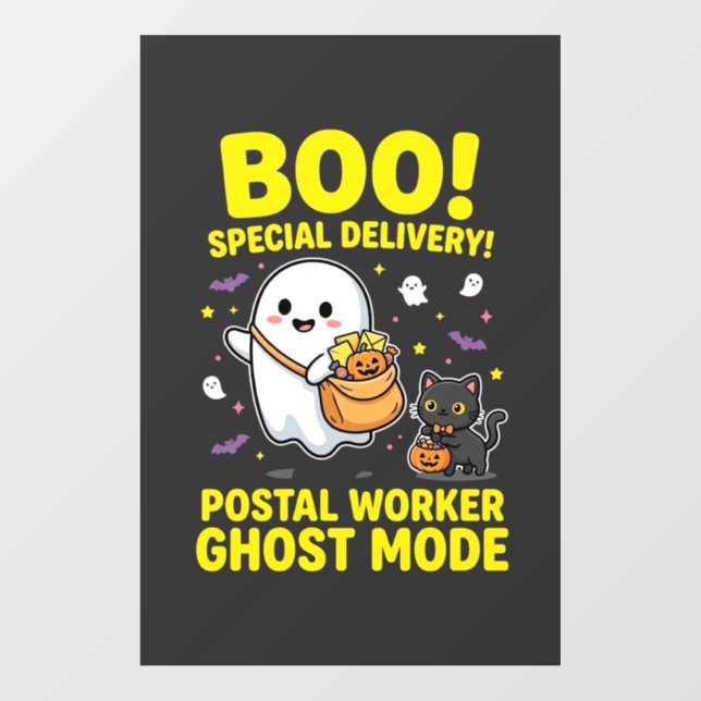 Postal Worker Ghost Mode Halloween Design_1 Window Cling (Sheet)