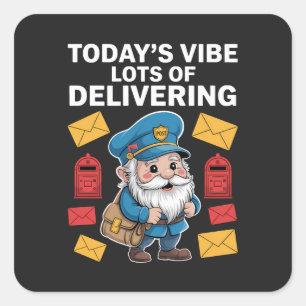 Postal Worker Gnomes Mail Square Sticker
