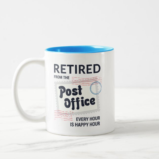 Postal Worker Retirement Funny Personalized Two-Tone Coffee Mug (Left)