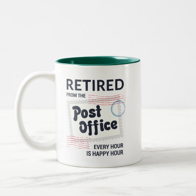 Postal Worker Retirement Mailman Funny Two-Tone Coffee Mug (Left)