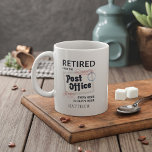 Postal Worker Retirement Mailman Personalized Large Coffee Mug<br><div class="desc">Cute retirement postal worker coffee two-tone mug for your coworker or boss who's retiring after many years of excellent service. The design is modern and the wording says "Retired from the Post Office. Every Hour is Happy Hour" Makes a perfect parting gift for your best friend or co-worker. Add a...</div>